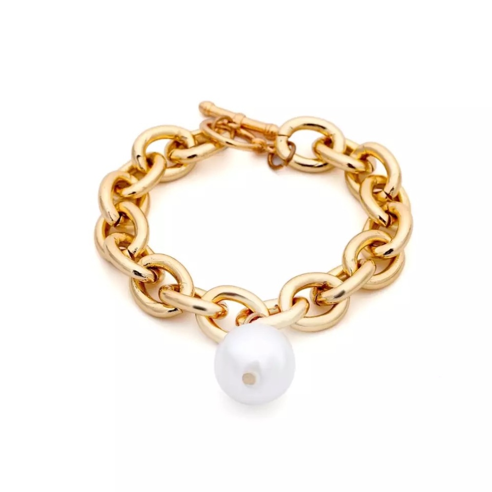 Trendy Pearl Pendant Bracelet Gold - Picture 2 of 9